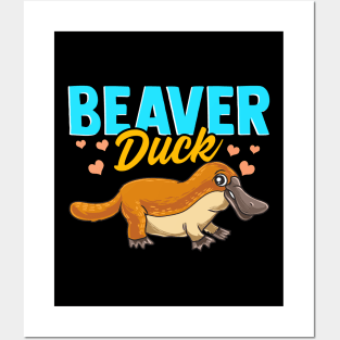 Beaver Duck Platypus Pun Cute Duck Billed Platypus Posters and Art